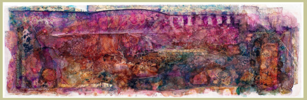 "SECUENCIA Y PLUMAS I / ACASO UN PEZ" | Esmaltes, acrílicos, tintas chinas, rotuladores, pan de oro... Sobre madera y cartón. 18,5x58cm. 14-19 de agosto 2019.