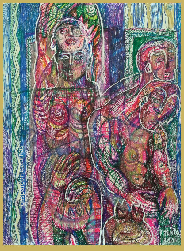 "AQUIESCENCIA PROGRAMADA" | Libro XII. Dibujo 29. 6 tintas bolígrafo de gel. 17x22cm. 2018 / Colección particular.