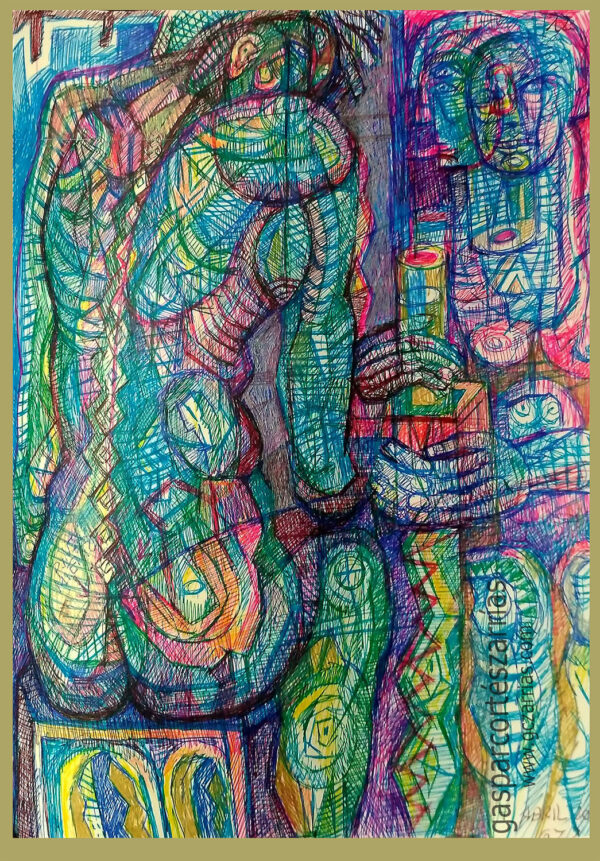 "LA BELLEZA OCULTA" | Libro XII. Dibujo 12. 6 tintas bolígrafo de gel. 17x22cm. 2018 / Colección particular.