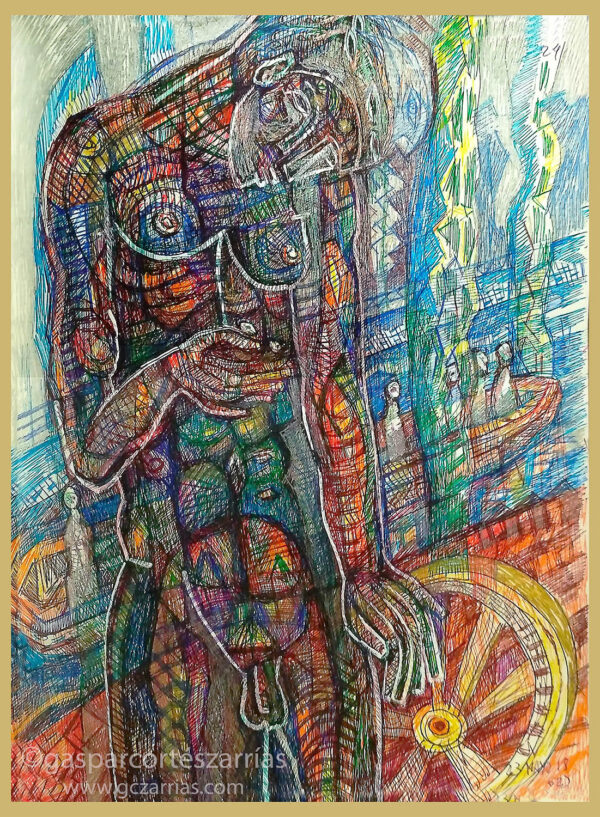 "CARONTE" | Libro XII. Dibujo 24. 6 tintas bolígrafo de gel. 17x22cm. 2018 / Colección particular.