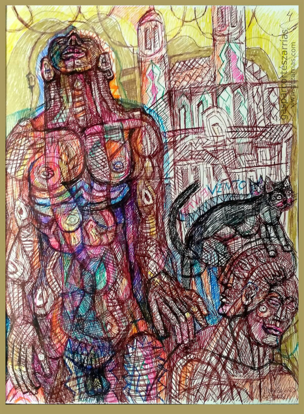 "POSIBLE CATEDRAL" | Libro XII. Dibujo 4. 6 tintas bolígrafo de gel. 17x22cm. 2018 / Colección particular.