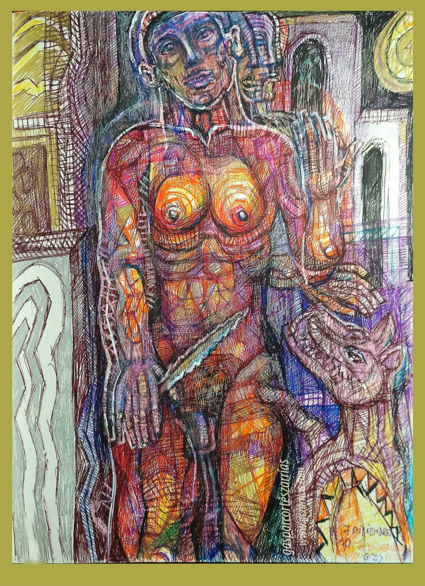 "ANDROGINIA" | Libro XII. Dibujo 44. 6 tintas bolígrafo de gel. 17x22cm. 2018 / Colección particular.