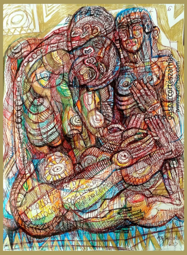 "PERSISTENTE DOLOR" | Libro XII. Dibujo 6. 6 tintas bolígrafo de gel. 17x22cm. 2018 / Colección particular.