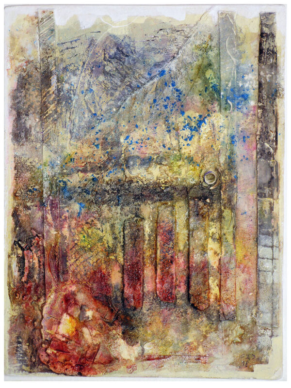 "TIEMPO ROBADO" | Collage, tintas, rotuladores, témpera sobre cartón blanco montado sobre madera. 37x28cm. Agosto-septiembre 2018.