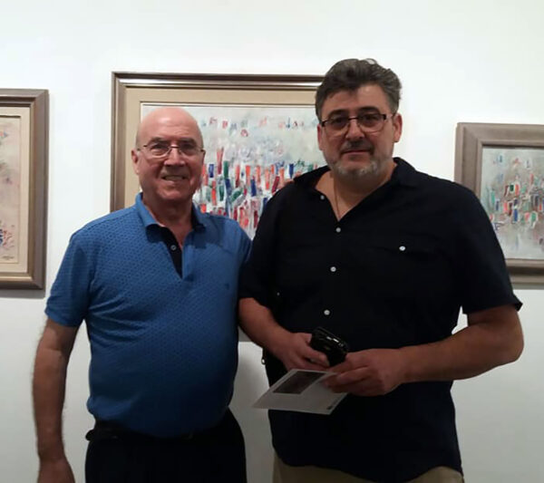 Con Agustín Cruz León en su exposición en Octubre de 2018 en la desaparecida Sala de Arte en Caja de Granada de Jaén.