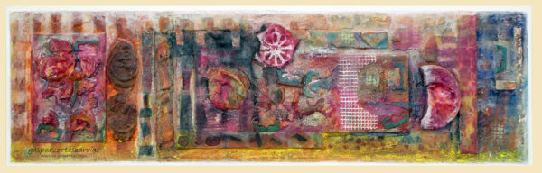 "SECUENCIA HORIZONTAL III" | Collage, tintas, pigmentos, ácido y óleo sobre madera preparada. 26x87cm. 2017.