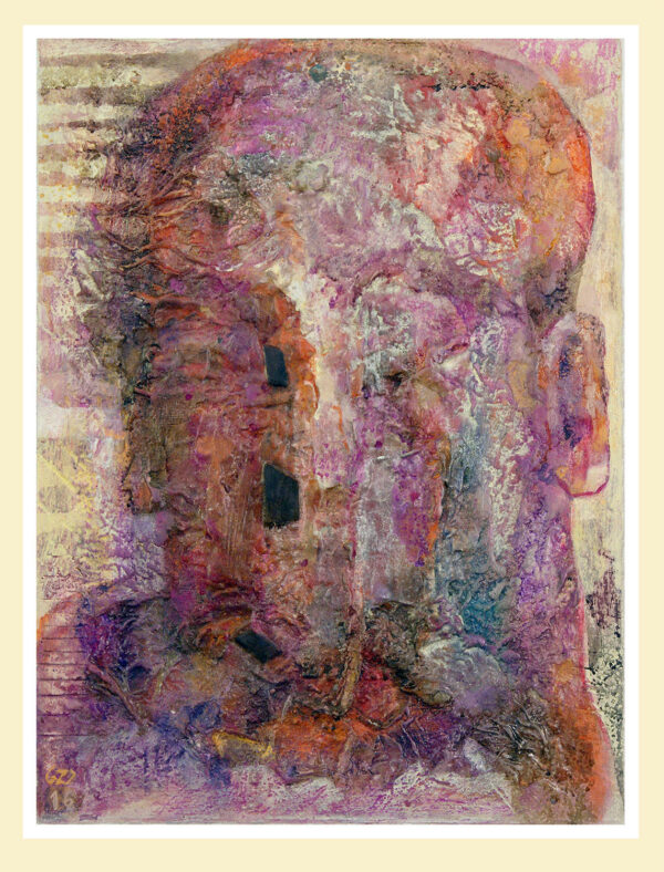 "ROSTRO ANÓNIMO-DESVAÍDO" | Collage, tintas, pigmentos y óleo sobre madera preparada. 43x32cm. Febrero 2016 / Colección particular.