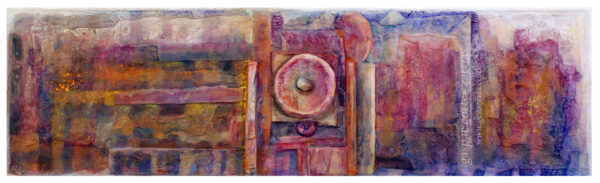 "SECUENCIA HORIZONTAL I" | Collage, tintas, pigmentos, ácido y óleo sobre madera preparada. 26x87cm. Mayo 2016.