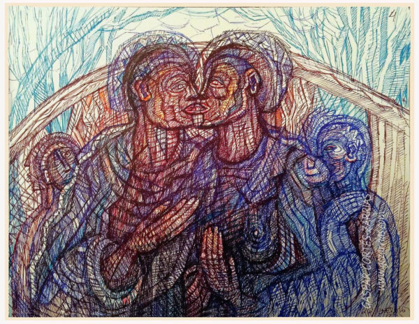 "NO MÁS TORTURA / SI ME DAS A ELEGIR" | "Libro X. Dibujo 41" | 6 tintas bolígrafo. 17x22cm.15 diciembre 2016 / Colección del artista.