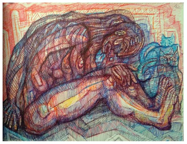 EL HASTÍO" | "Libro X. Dibujo 42" | 6 tintas bolígrafo. 17x22cm.15 diciembre 2016 / Colección del artista.