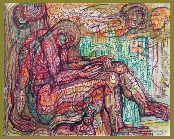 "PENSANDO EN VOLVER" | "Libro X. Dibujo 61" | 6 tintas bolígrafo. 17x22cm.15 diciembre 2016 / Colección del artista.