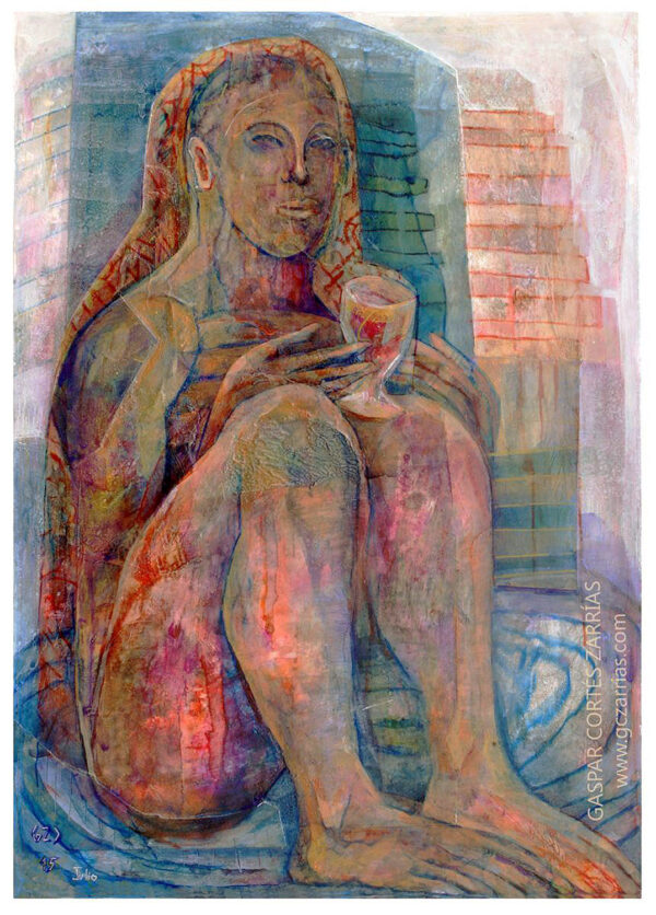 "COPA MEDIO LLENA O COPA DE LA INSPIRACIÓN" |  Tintas, rotuladores, acrílico, gouache y collage sobre papel montado en madera. 35x25cm.  2015. "COPA MEDIO LLENA O COPA DE LA INSPIRACIÓN" | Tintas, rotuladores, acrílico, gouache y collage sobre papel montado en madera. 35x25cm. 2015.