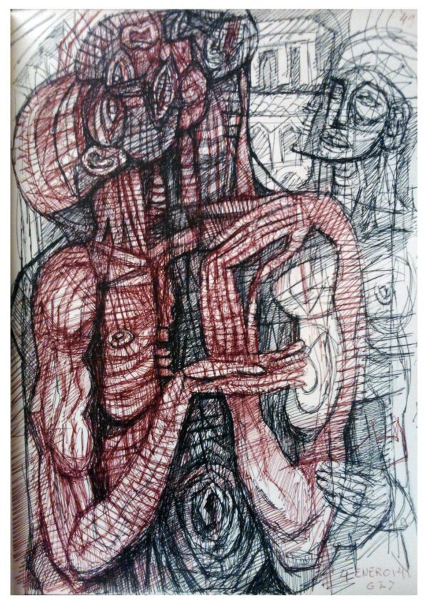 "MUCHAS RABIA, MUCHA" | Diario de Dibujos a bolígrafo sepia y negro. 22x17 cm. 2014. LIBRO DE ARTISTA / Colección del autor.