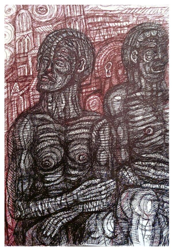 "DESCONFIANZA" | Diario de Dibujos a bolígrafo sepia y negro. 22x17 cm. 2014. LIBRO DE ARTISTA / Colección del autor.