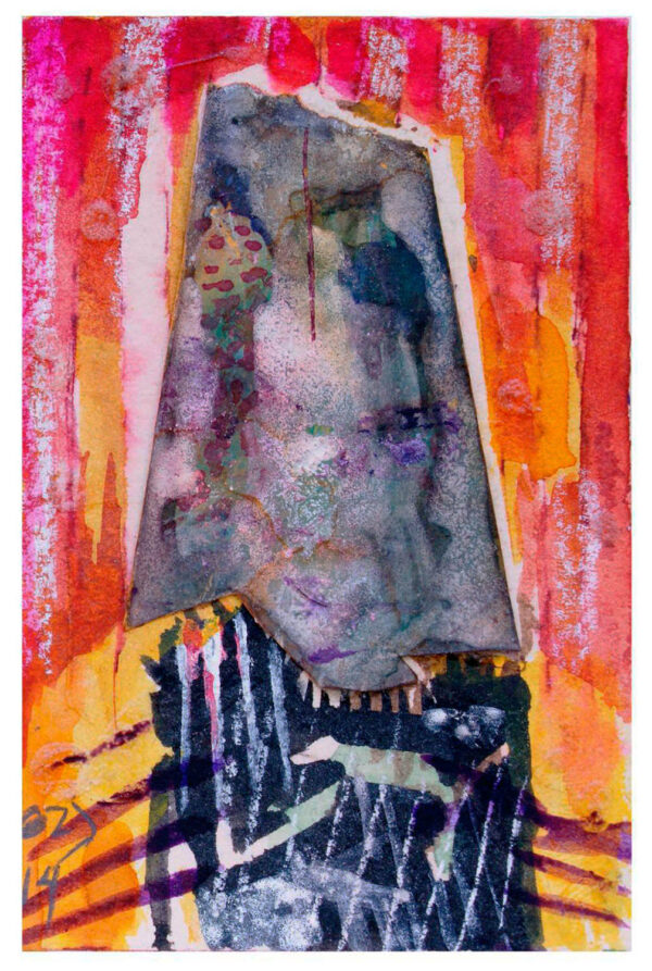 "FIGURA TAPADA" | Tintas y collage sobre cartón. 9x6cm. 2014 / Colección particular.