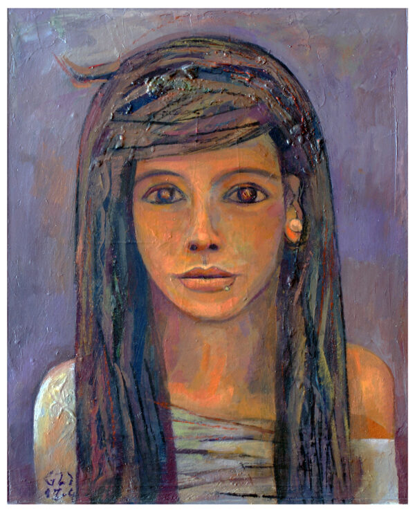 "RETRATO INVENTADO I" Acrílico y óleo sobre collage y madera. 40x33 cm. 2013-2014.