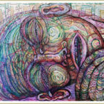 CABEZA CAÍDA. DIBUJO DEL LIBRO XIII. 17x22cm. Tintas de bolígrafo de gel. 29-04_2-05_2019.