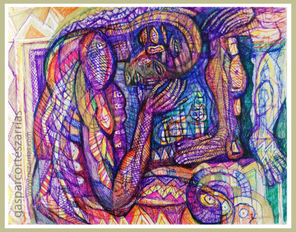 "ATAQUE TRAS ATAQUE" | LIBRO XIII Dibujo 12. 17x22cm. Diversas tintas de bolígrafo de gel. 22_06_29_08_2019 / Colección de artista.