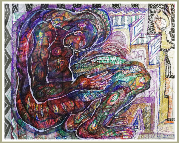 "EGOCENTRISMO" | LIBRO XIII Dibujo 16. 17x22cm. Diversas tintas de bolígrafo de gel. 30-09_3-10_2019 / Colección de artista.