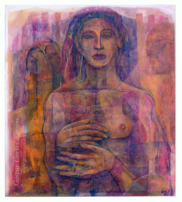 "LA DAMA DE LA INTUICIÓN" | Collage, tintas, rotuladores, témpera sobre cartón blanco montado sobre madera. 30x27cm. 2016 / Colección particular.