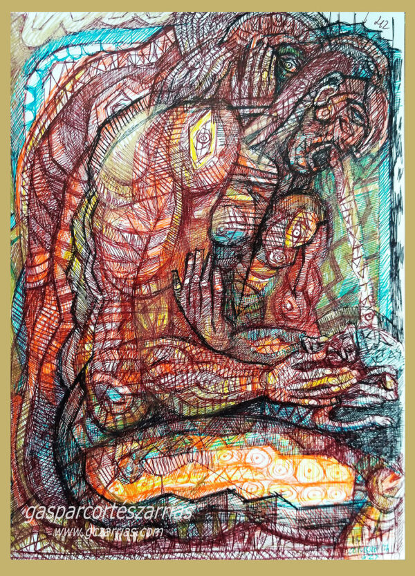 "ESCUPO TRIÁNGULOS" | Libro de artista XI. Dibujo 42. 17x22cm. 6 tintas bolígrafo. 15 de octubre de 2017 / Colección del artista.