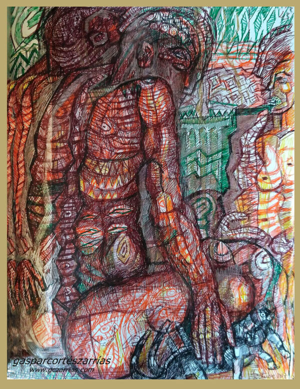 "EL MANTRA: YO PUEDO" | Libro de artista XI. Dibujo 43. 17x22cm. 6 tintas bolígrafo. 19 de octubre de 2017 / Colección del artista.