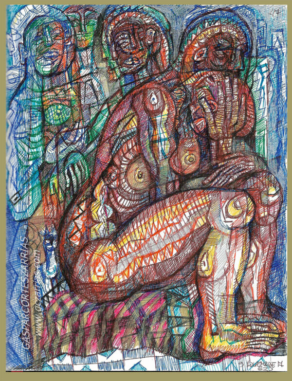 "HUIDA" | Libro de artista XI. Dibujo 49. 17x22cm. 6 tintas bolígrafo. 09 de noviembre de 2017 / Colección del artista.