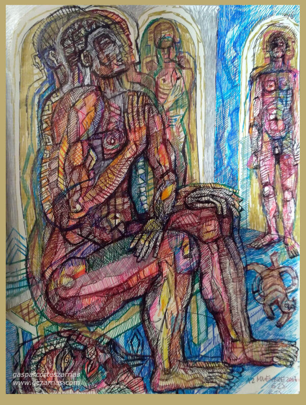 "CAMBIO DE ESCENARIO" | Libro de artista XI. Dibujo 49. 17x22cm. 6 tintas bolígrafo. 12 de noviembre de 2017 / Colección del artista.