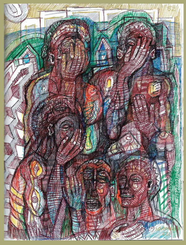 "A QUE TAPAR" | Libro de artista XI. Dibujo 52. 17x22cm. 6 tintas bolígrafo. 29 de noviembre de 2017 Colección del artista.