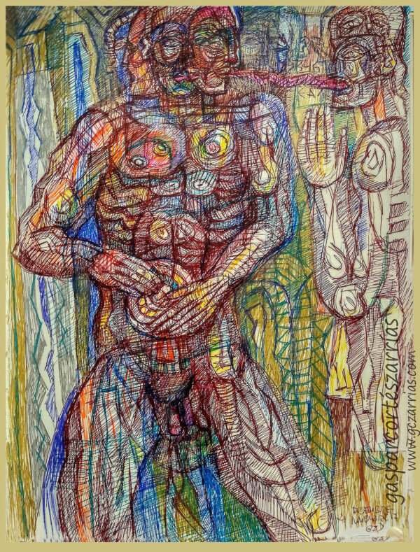 "NUNCA MÁS" | Libro de artista XI. Dibujo 53. 17x22cm. 6 tintas bolígrafo. 4 de diciembre de 2017 Colección del artista.