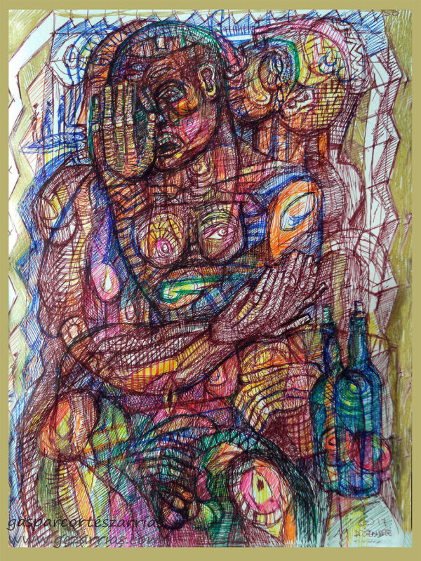 "¿POR QUÉ NO ME DEJAS?" | Libro de artista XI. Dibujo 56. 17x22cm. 6 tintas bolígrafo. 19 de diciembre de 2017 / Colección del artista.