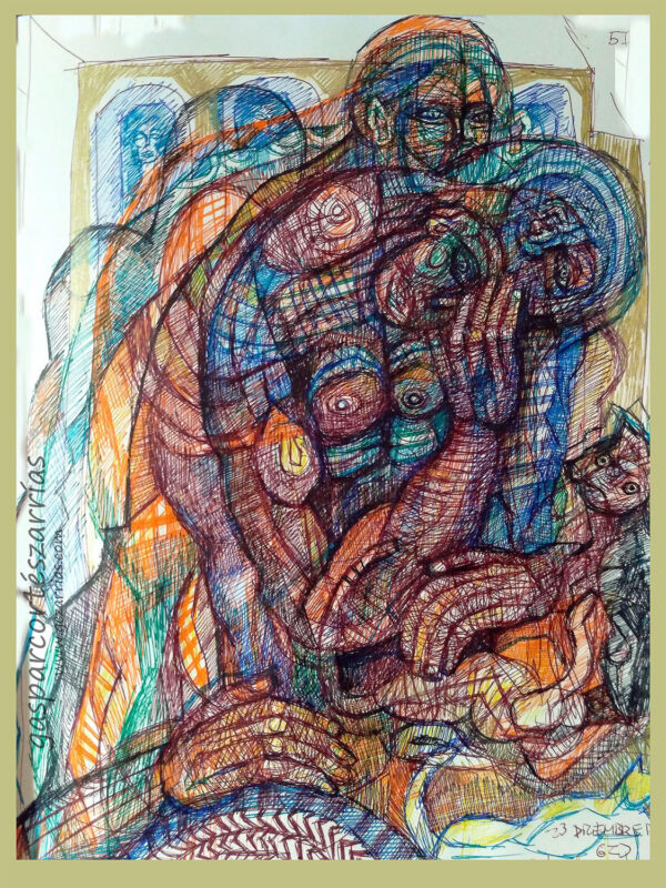 "FUN FUN FUN - SUPERANDO LA NAVIDAD" | Libro de artista XI. Dibujo 57. 17x22cm. 6 tintas bolígrafo. 23 de diciembre de 2017 / Colección del artista.