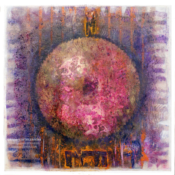 | "SEMINAL II" | Collage, Esmalte, pigmentos, óleo |+| sobre cartón. 32,5x32,5cm. Octubre-diciembre de 2021.