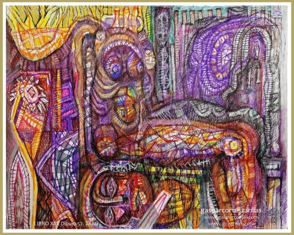 "TABÚ" |  LIBRO XIII Dibujo 52. 17x22cm. Diversas tintas de bolígrafo de gel. 16-06_05-11_2020 / Colección de artista. "TABÚ" | LIBRO XIII Dibujo 52. 17x22cm. Diversas tintas de bolígrafo de gel. 16-06_05-11_2020 / Colección de artista.