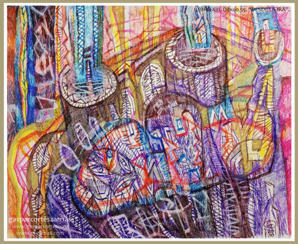 "TRABADO" |  LIBRO XIII Dibujo 55. 17x22cm. Diversas tintas de bolígrafo de gel. 28-11_02-12_2020 / Colección de artista. "TRABADO" | LIBRO XIII Dibujo 55. 17x22cm. Diversas tintas de bolígrafo de gel. 28-11_02-12_2020 / Colección de artista.