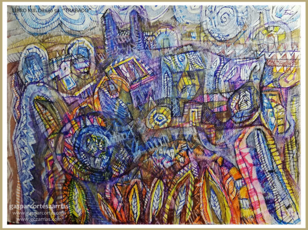 "TRABADO" |  LIBRO XIII Dibujo 56. 17x22cm. Diversas tintas de bolígrafo de gel. 01-12_10-12_2020 / Colección de artista. "TRABADO" | LIBRO XIII Dibujo 56. 17x22cm. Diversas tintas de bolígrafo de gel. 01-12_10-12_2020 / Colección de artista.