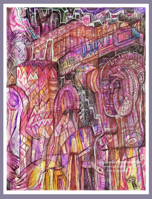 | "DIÁ NEGRO" | LIBRO XIV. Dibujo 12. 22x17cm. Tintas de bolígrafo de gel, rotuladores y diversas mixturas pictóricas y dibujísticas. 04-12_5_2022 / Colección particular.