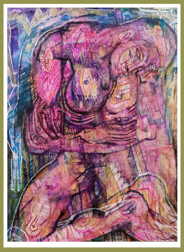 | "DUDAS |+| DUDAS" | LIBRO XIV. Dibujo 13. 22x17cm. Tintas de bolígrafo de gel, rotuladores y diversas mixturas pictóricas y dibujísticas. 17-24_5_2022 / Colección particular.