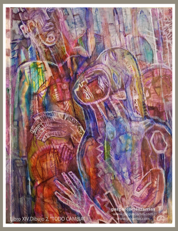 | "TODO CAMBIA" | LIBRO XIV. Dibujo 2. 22x17cm. Tintas de bolígrafo de gel. 05-06_14-10__2021 / Colección particular.