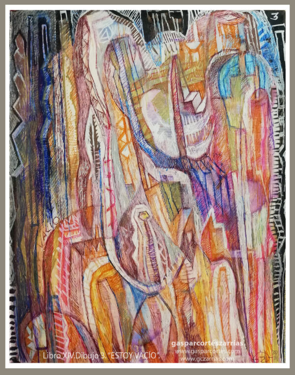 | "ESTOY VACÍO" | LIBRO XIV. Dibujo 3. 22x17cm. Tintas de bolígrafo de gel. 16-27_10_2021 / Colección particular.