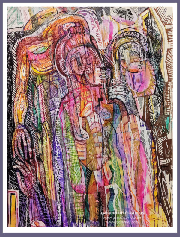 | "PONER ORDEN" | LIBRO XIV. Dibujo 8. 22x17cm. Tintas de bolígrafo de gel, rotuladores y diversas mixturas pictóricas y dibujísticas. 04-21_02-17_03_2022 / Colección particular.