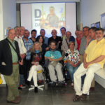 Inauguración de la exposición proyecto Mákula, los autores junto a David Padilla recientemente fallecido.