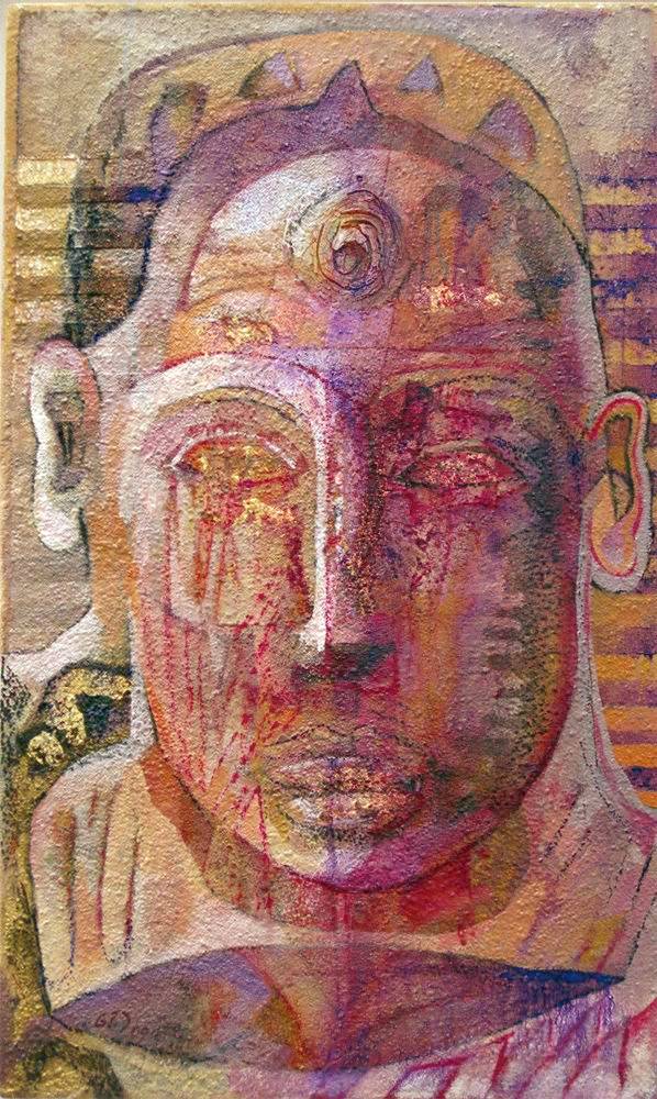 "HOMBRE EN LLANTO" Polvo de mármol, pigmentos y óleo sobre madera. 73 x 45 cm. 2009 Colección particular