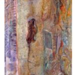 "SECUENCIA VERTICAL II" Polvo de mármol, pigmentos y óleo sobre collage y madera 85 x 19 cm. 2012